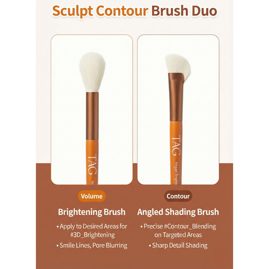 [TAG] Bàn chải chi tiết thuần chay Duo + Đường viền mũi & Làm sáng da + (Bộ 2 chiếc)