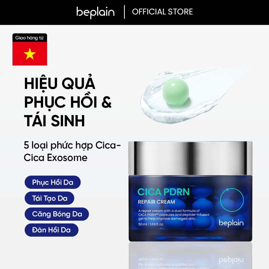 Kem dưỡng BEPLAIN CICA PDRN phục hồi, trẻ hóa làn da & cấp ẩm, đàn hồi, căng bóng 50ml