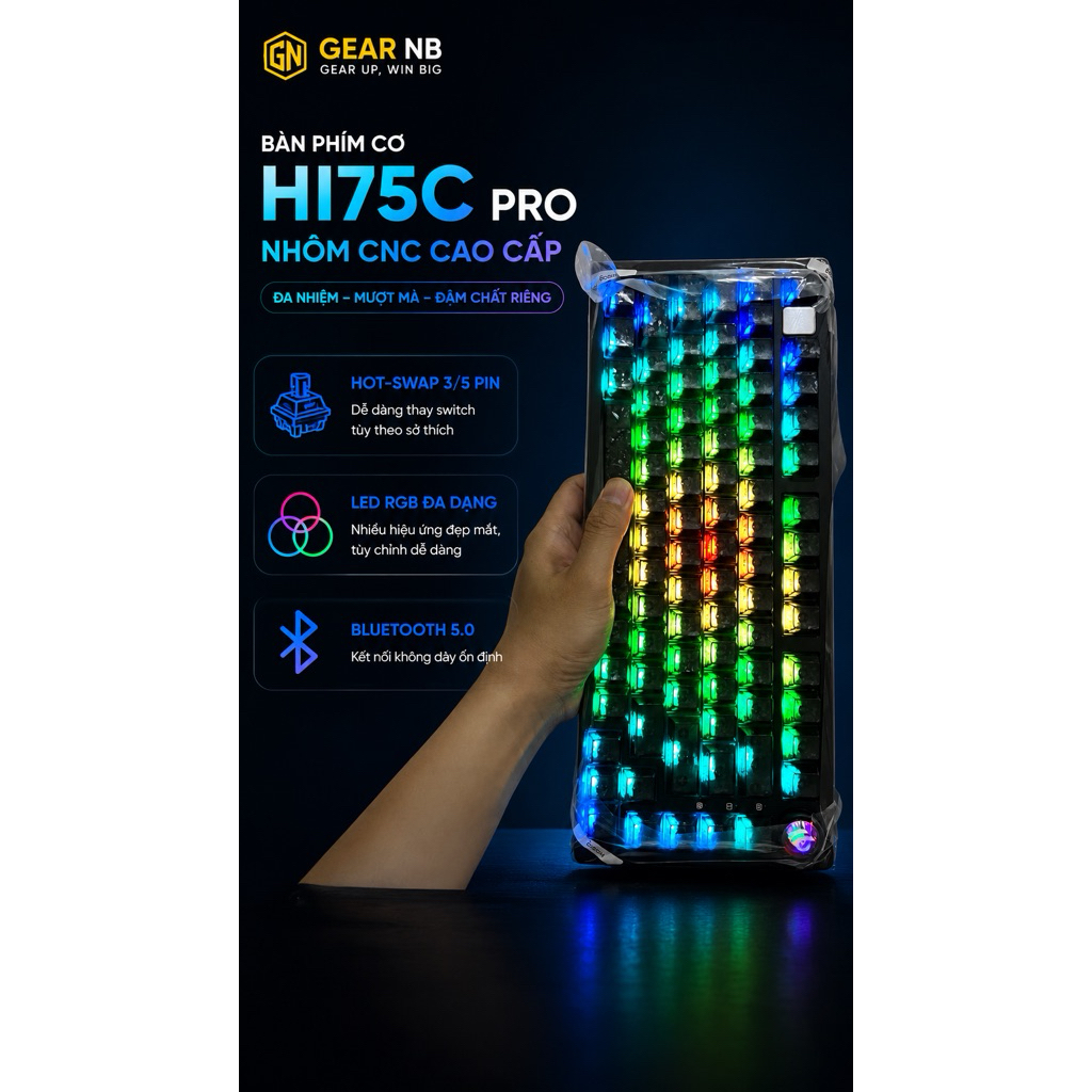 [Hoả tốc] Phím Cơ LEOBOG HI75C PRO Không Dây Bluetooth, Khung nhôm,Núm Xoay Chỉnh Âm Lượng, Dùng Cho PC Laptop Chơi Game | BigBuy360 - bigbuy360.vn