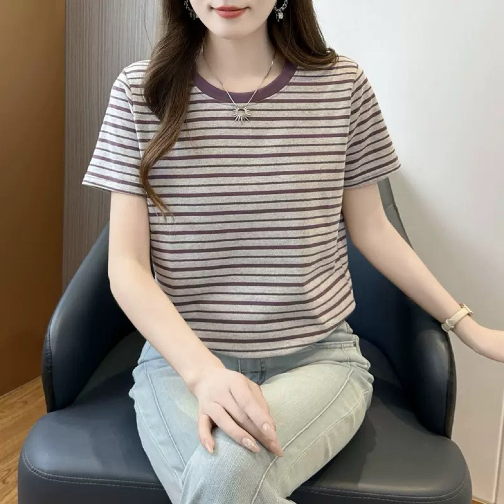 Áo thun nữ sọc ngang ulzzang form suông mặc đi học đi chơi cực đẹp