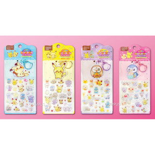 Bộ nhãn dán & móc khóa Pokemon Candy Bon 3D Mimikyu Pikachu Rowlet Piplup