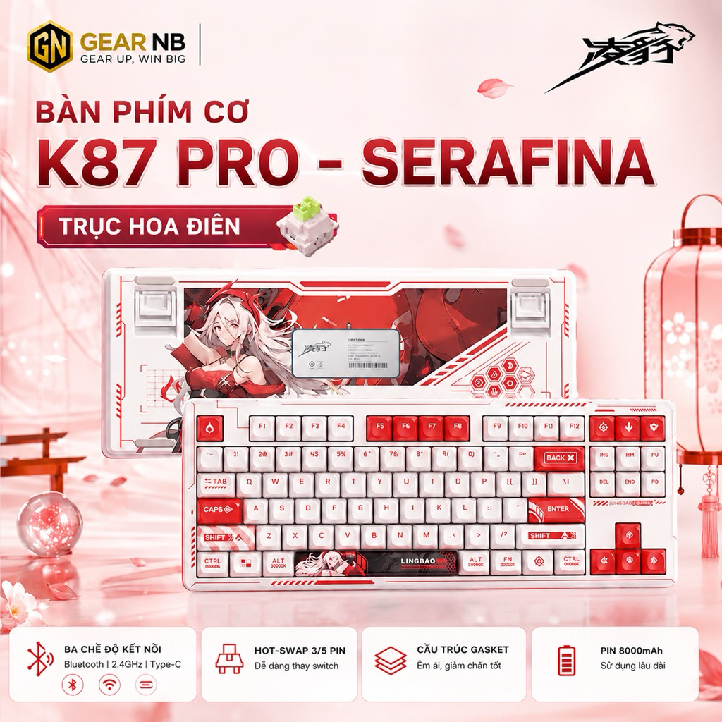 [Hoả Tốc] Bàn Phím Cơ Lingbao K87/K87 Pro Hot Swap 3 Mode | Gasket | Pin 10000mAh | RGB Cao Cấp | BigBuy360 - bigbuy360.vn