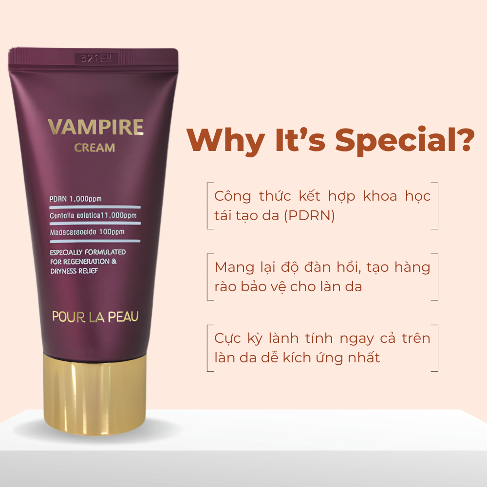 POUR LA PEAU Vampire Cream – PDRN, Centella, Madecassoside, dưỡng ẩm làm dịu