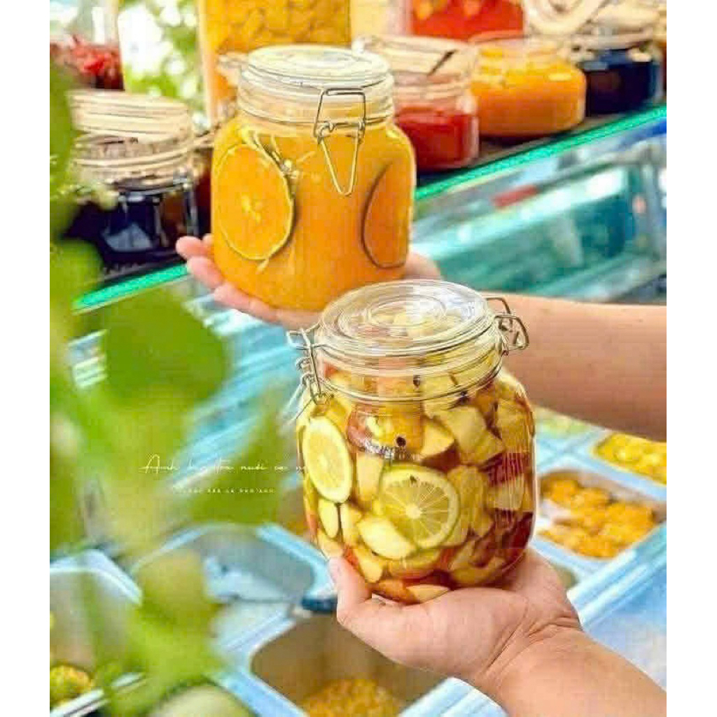 Bình Thủy Tinh Nắp Gài Kín Hơi Cao Cấp – Hũ Ngâm Hoa Quả, Đồ Khô, Làm Mứt Tiện Lợi (Loại 1L - 2L)