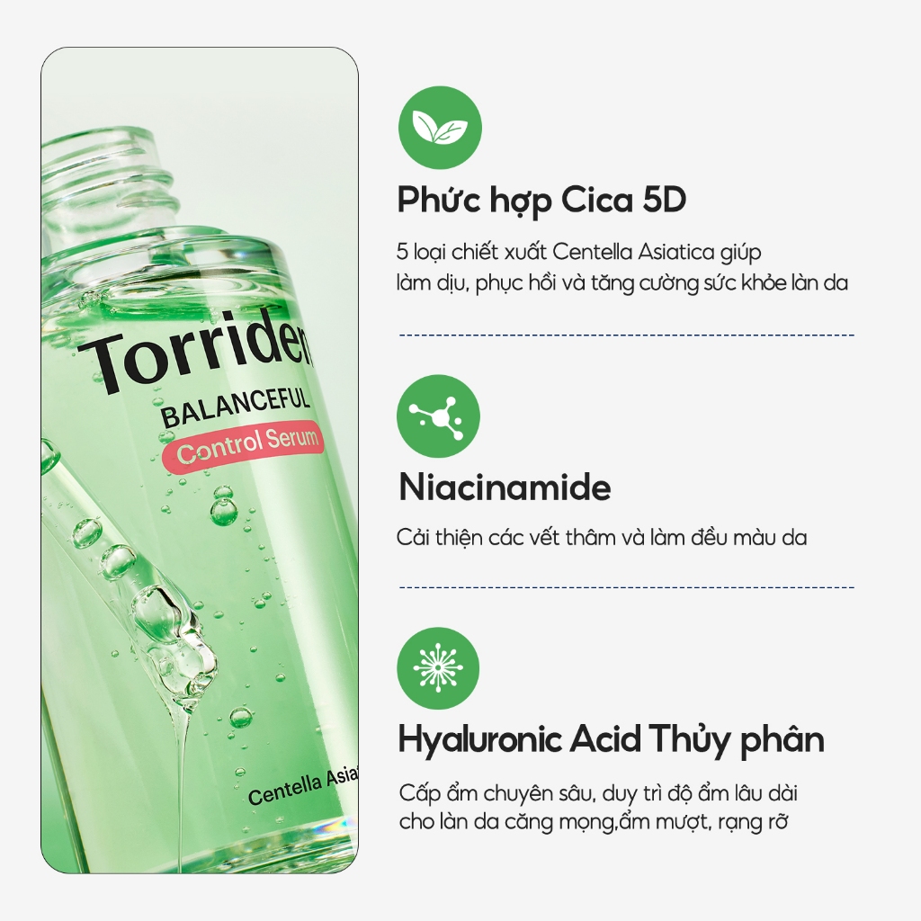 [Torriden Chính hãng] Serum cân bằng BALANCEFUL CICA CONTROL, 50ml, Serum