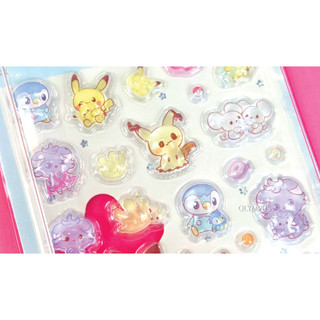Bộ nhãn dán & móc khóa Pokemon Candy Bon 3D Mimikyu Pikachu Rowlet Piplup