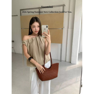 𝙋𝙄𝘼 𝙏𝙊𝙋 - Áo Linen Lệch Vai Dây Rút