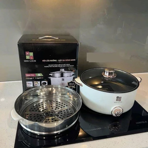 Nồi Lẩu Điện Đa Năng MISU LOUIS(Size 28cm) – Bếp Điện Đa Năng 2 Tầng Kèm Xửng Hấp Inox Cao Cấp