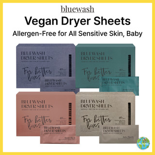 [BLUEWASH] Giấy thơm sấy quần áo Vegan 40 miếng｜An toàn cho phụ nữ mang thai & trẻ sơ sinh｜Không mùi · Ít gây kích ứng｜Thân thiện môi trường