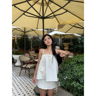 𝙈𝙄𝙉𝙄𝙀 𝙎𝙀𝙏 - Set Linen Áo Hoa Cuộn và Chân Váy