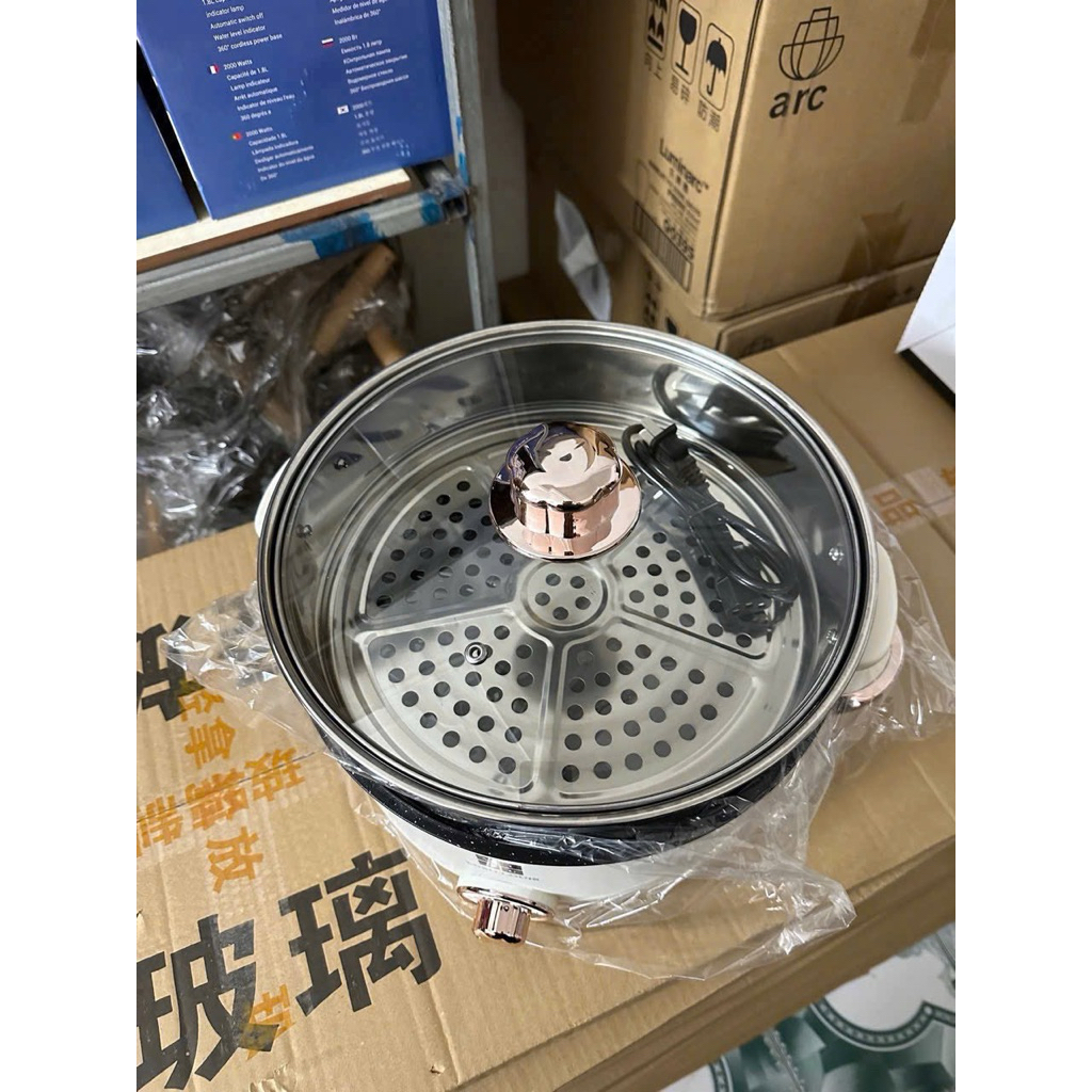 Nồi Lẩu Điện Đa Năng MISU LOUIS(Size 28cm) – Bếp Điện Đa Năng 2 Tầng Kèm Xửng Hấp Inox Cao Cấp