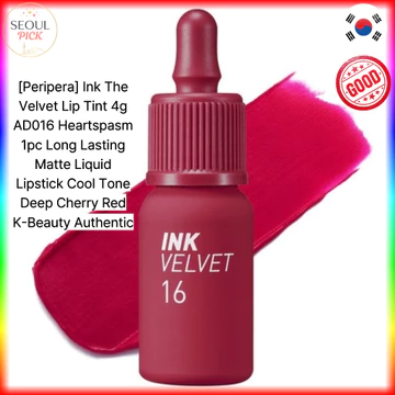[Peripera] Ink The Velvet Lip Tint 4g AD016 Heartspasm 1 Son Môi Lỏng Mờ Lâu Trôi Tông Màu Mát Anh Đào Sâu Đỏ K-Beauty Authentic