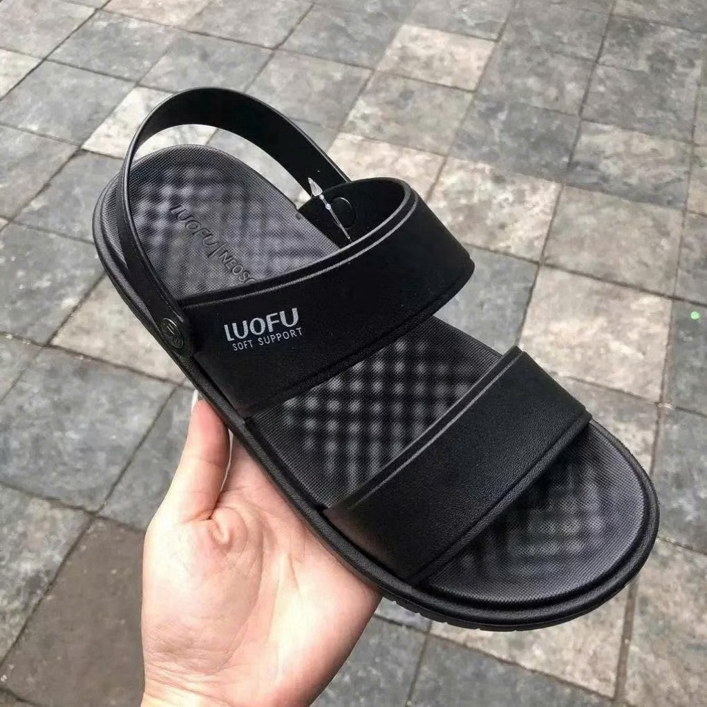 Dép nam 2 quai hậu LOUFU (chính hãng) sandal siêu nhẹ rửa nước êm chân màu nâu - đen, hàng hộp cao cấp bền