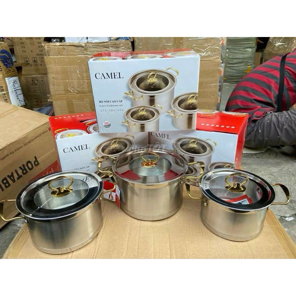 Bộ 3 nồi Misu inox 304 cao cấp đáy3 lớp nguyên khối – sang trọng dùng được cho mọi gian bếp