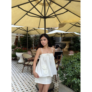 𝙈𝙄𝙉𝙄𝙀 𝙎𝙀𝙏 - Set Linen Áo Hoa Cuộn và Chân Váy