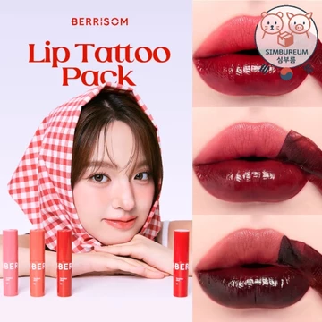 [Berrisom] Korea Long Lasting Peel Off Tint Lip Tattoo Pack ; Son tint / Son xăm môi lâu trôi chống nước Hàn Quốc