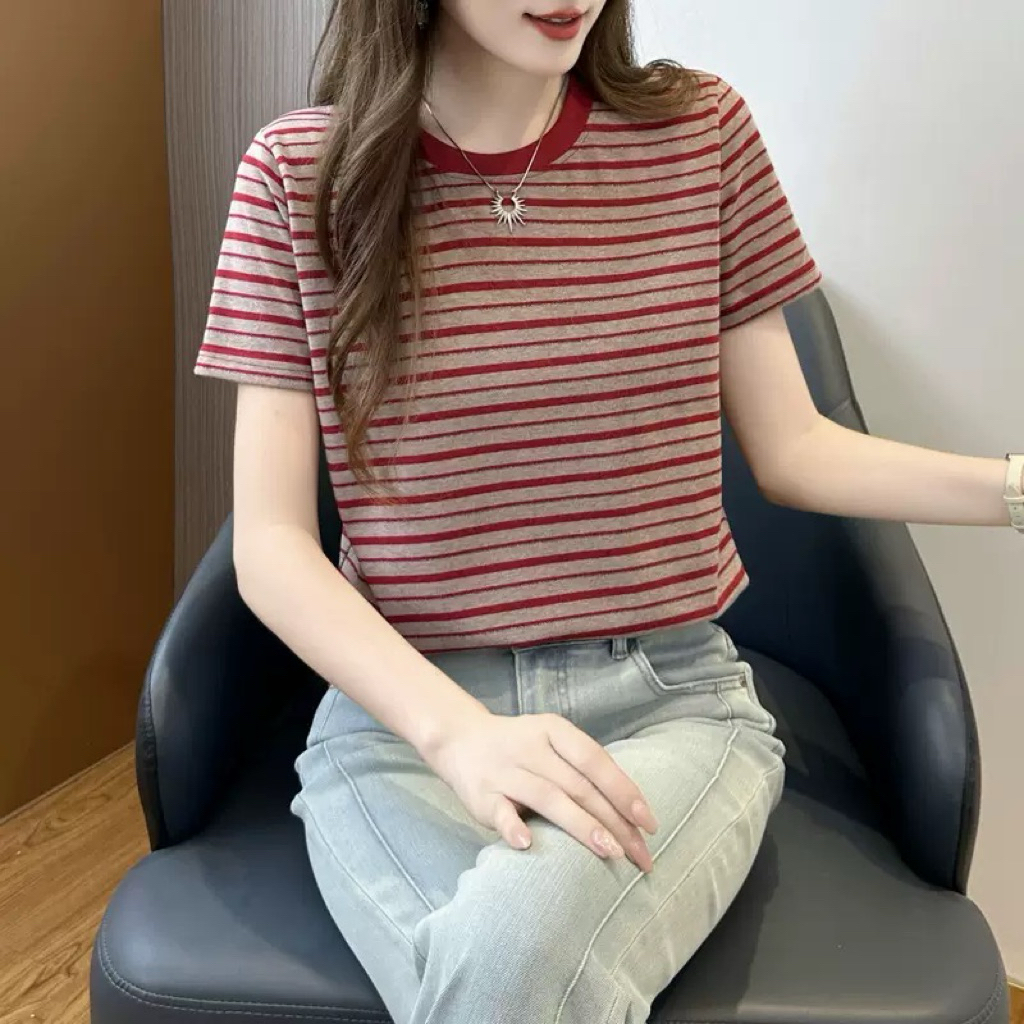 Áo thun nữ sọc ngang ulzzang form suông mặc đi học đi chơi cực đẹp