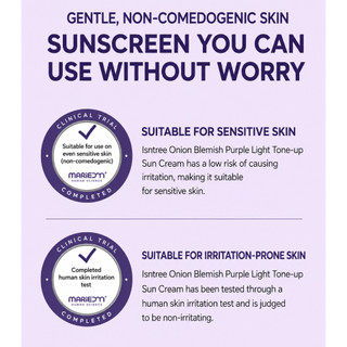 [ISNTREE] Kem chống nắng Onion Blemish Purple Light Tone-Up SPF50+ PA++++ 40ml cho da nhạy cảm