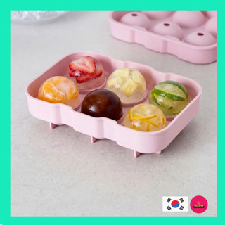 [K-Home Cafe] Máy làm bóng đá silicon tròn Jumbo (6 khoang) / Khay đá bóng cao Whisky / Khuôn đá hình cầu có phễu / Silicon cao cấp thực phẩm