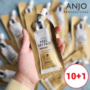 ANJO 24K Gold Peel Off Pack 27ml × 10 chiếc Mặt nạ lột chăm sóc mụn đầu đen Gói chăm sóc lỗ chân lông làm mới