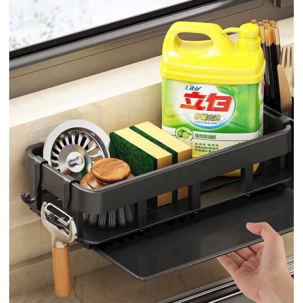 Kệ Để Đồ Nhà Bếp Inox Sơn Tĩnh Điện – Kệ Gác Bồn Rửa Bát Thông Minh Có Khay Hứng Nước