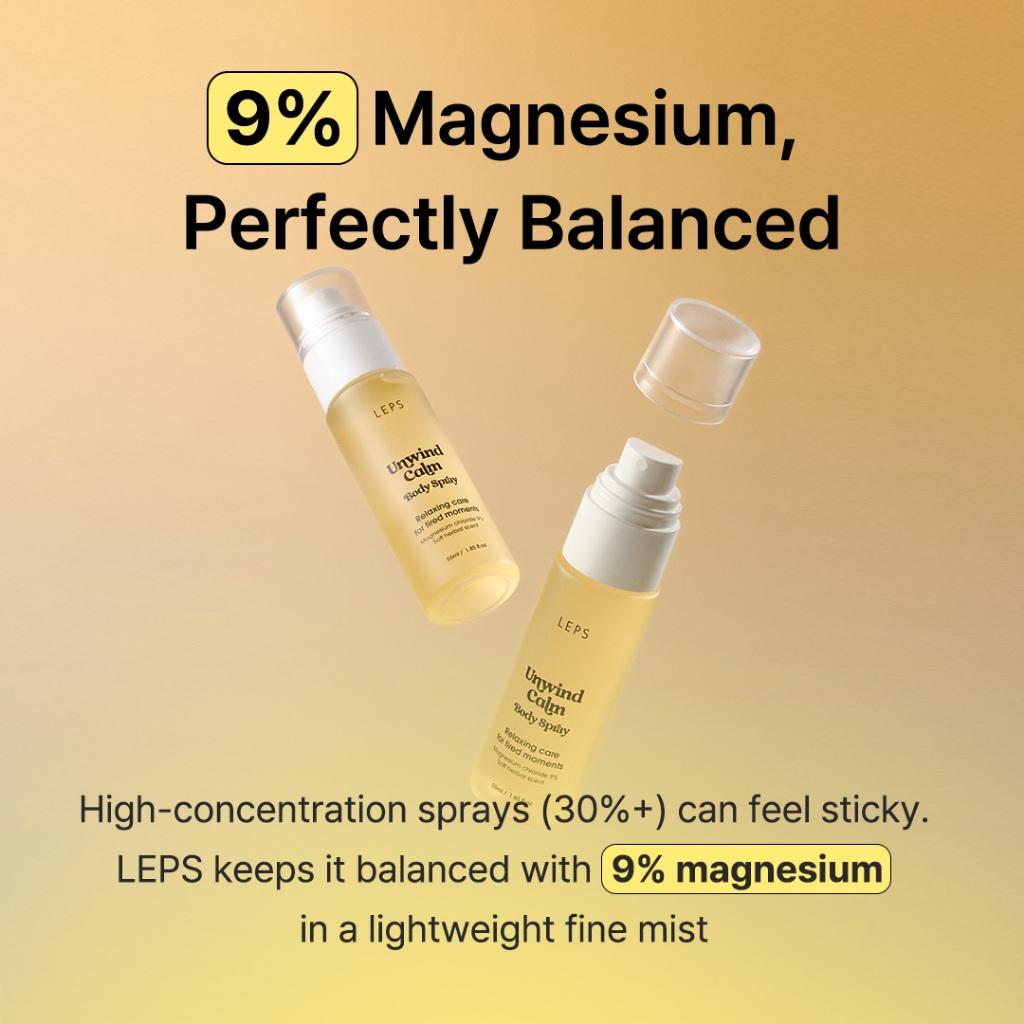 [LEPS] Xịt toàn thân Magiê Unwind Calm | Xịt thơm không dính, giảm hương thơm, thư giãn cơ thể (55ml)