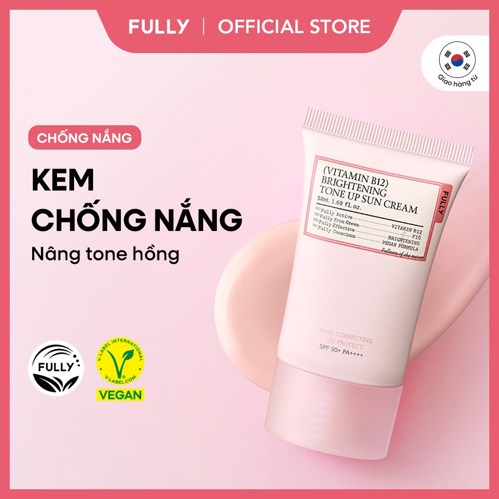 [FULLY Chính Hãng] Fully Kem chống nắng nâng tone Hồng 50ml, Vitamain B12 Brightening Tone up Sun Cream 50ml | BigBuy360 - bigbuy360.vn