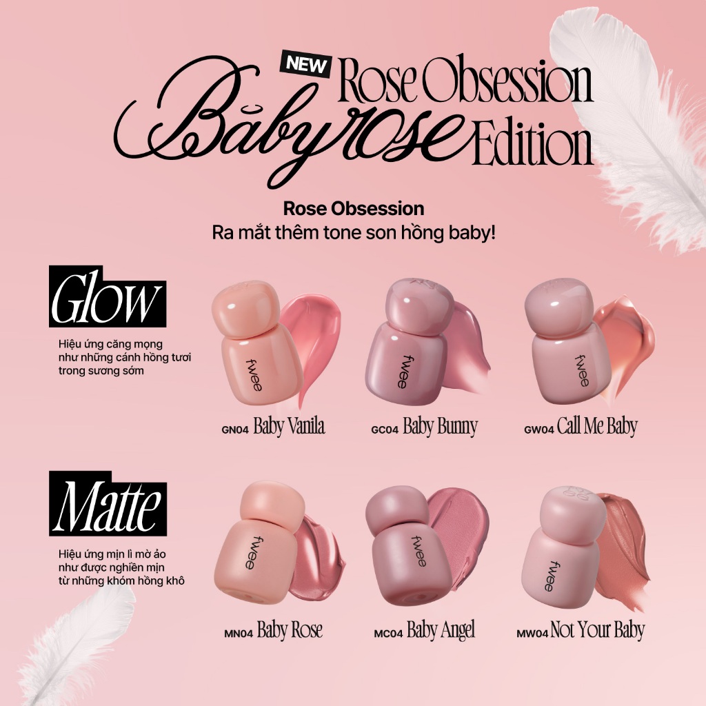 (NEW 6 Colors) fwee Rose Obsession Stay-fit Lip Tint (24 Màu)