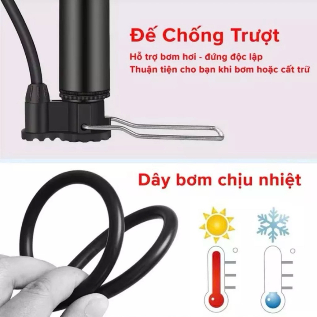 "Bơm Xe Đạp Thép Không Gỉ Cao Cấp - Đồng Hồ Đo Áp, Bơm Xe Máy, Ô Tô, Áp Suất Mạnh, Bền Bỉ"