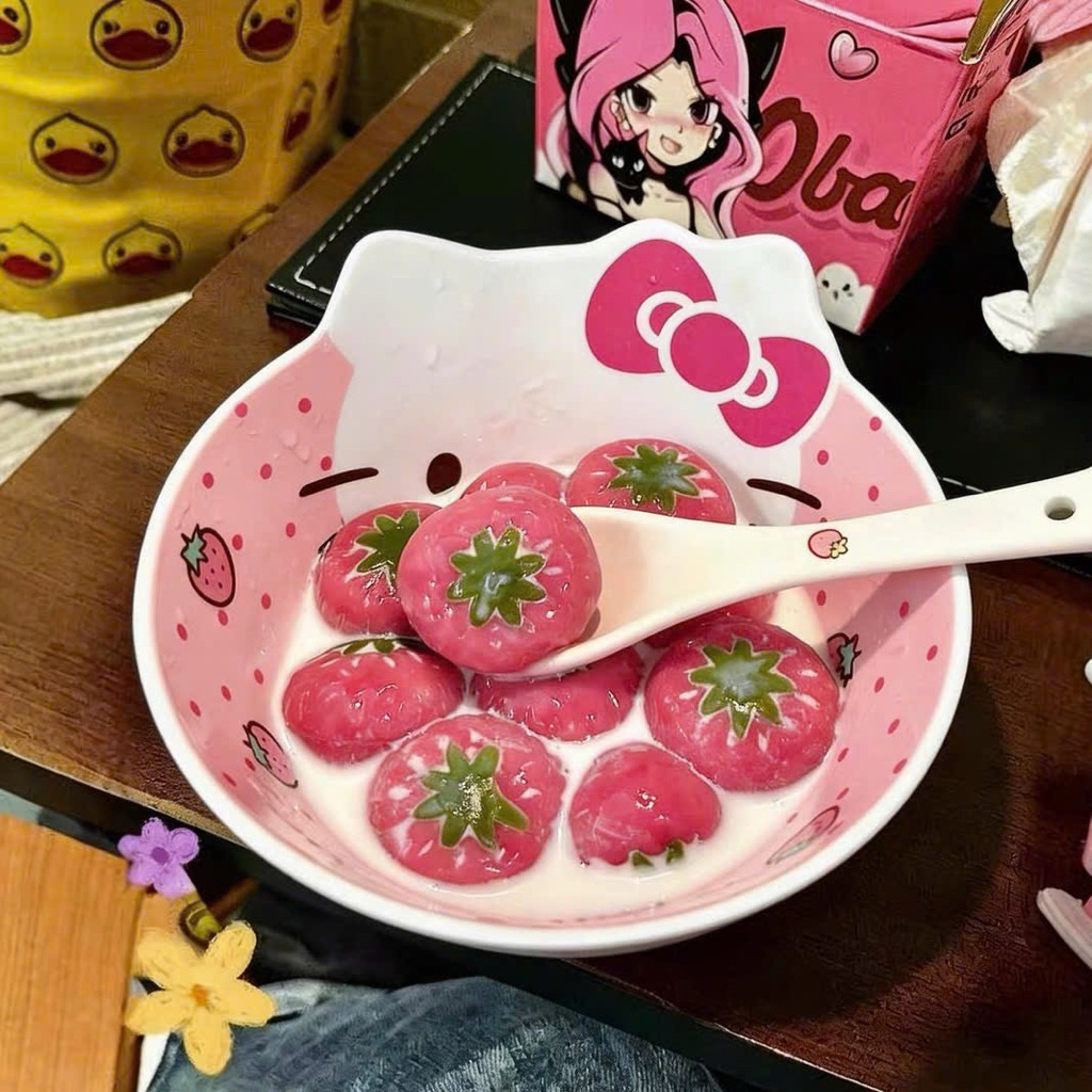bát hello kitty kèm thìa dĩa – bộ bát ăn siêu dễ thương cho bé và tín đồ kitty