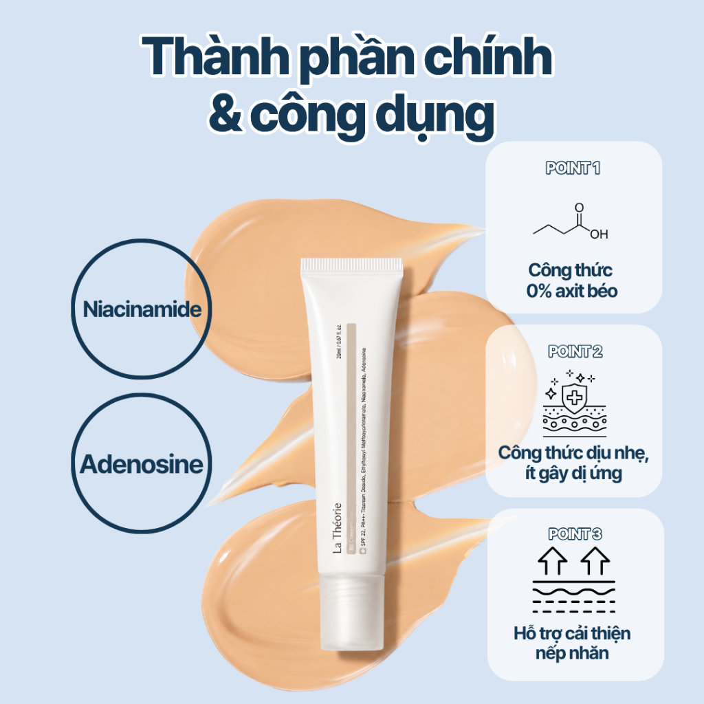 Kem BB La Théorie Blemish Balm SPF25+/PA++ 20ml × 2 | Che Phủ Tự Nhiên
