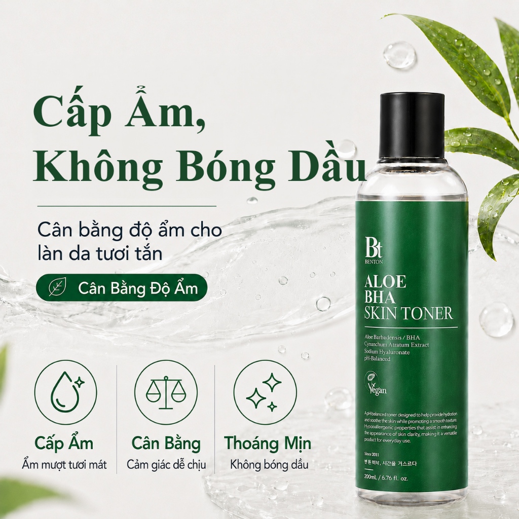 [Benton Official] Nước Hoa Hồng Aloe BHA – Tẩy Da Chết Dịu Nhẹ, Làm Dịu, Cấp Ẩm, Không Bết Dính, Phù Hợp Da Nhạy Cảm