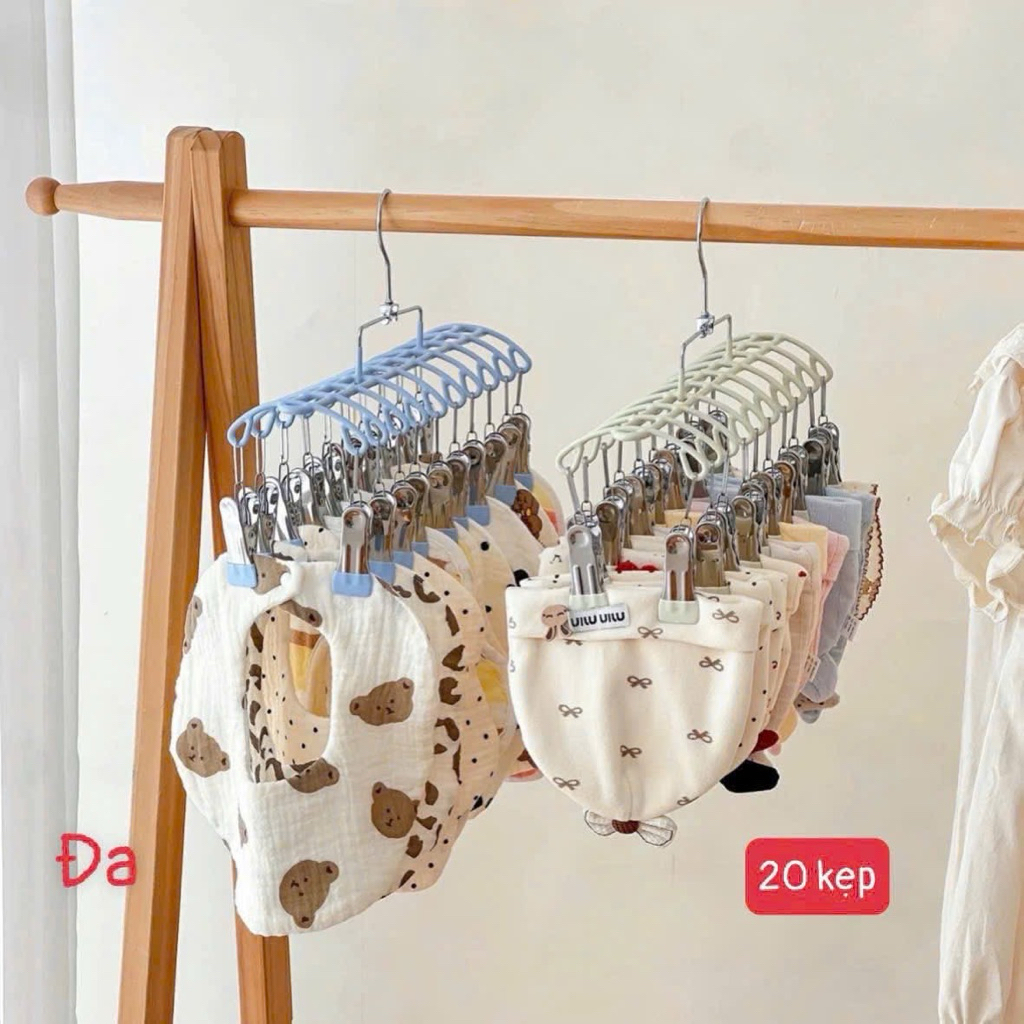Móc Vòm 20 Kẹp Treo Quần Áo Đa Năng (Size 37cm) – Giàn Móc Kẹp Phơi Tất, Đồ Lót, Đồ Cho Bé Bằng Thép Bọc