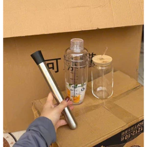 bộ pha chế đồ uống 3 món – bình lắc cocktail 600ml kèm thanh dầm và cốc thủy tinh nắp gỗ