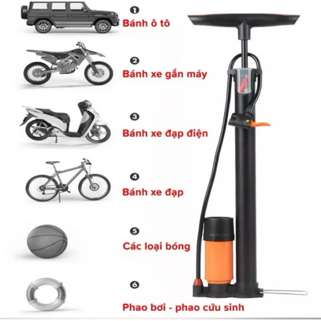 "Bơm Xe Đạp Thép Không Gỉ Cao Cấp - Đồng Hồ Đo Áp, Bơm Xe Máy, Ô Tô, Áp Suất Mạnh, Bền Bỉ"