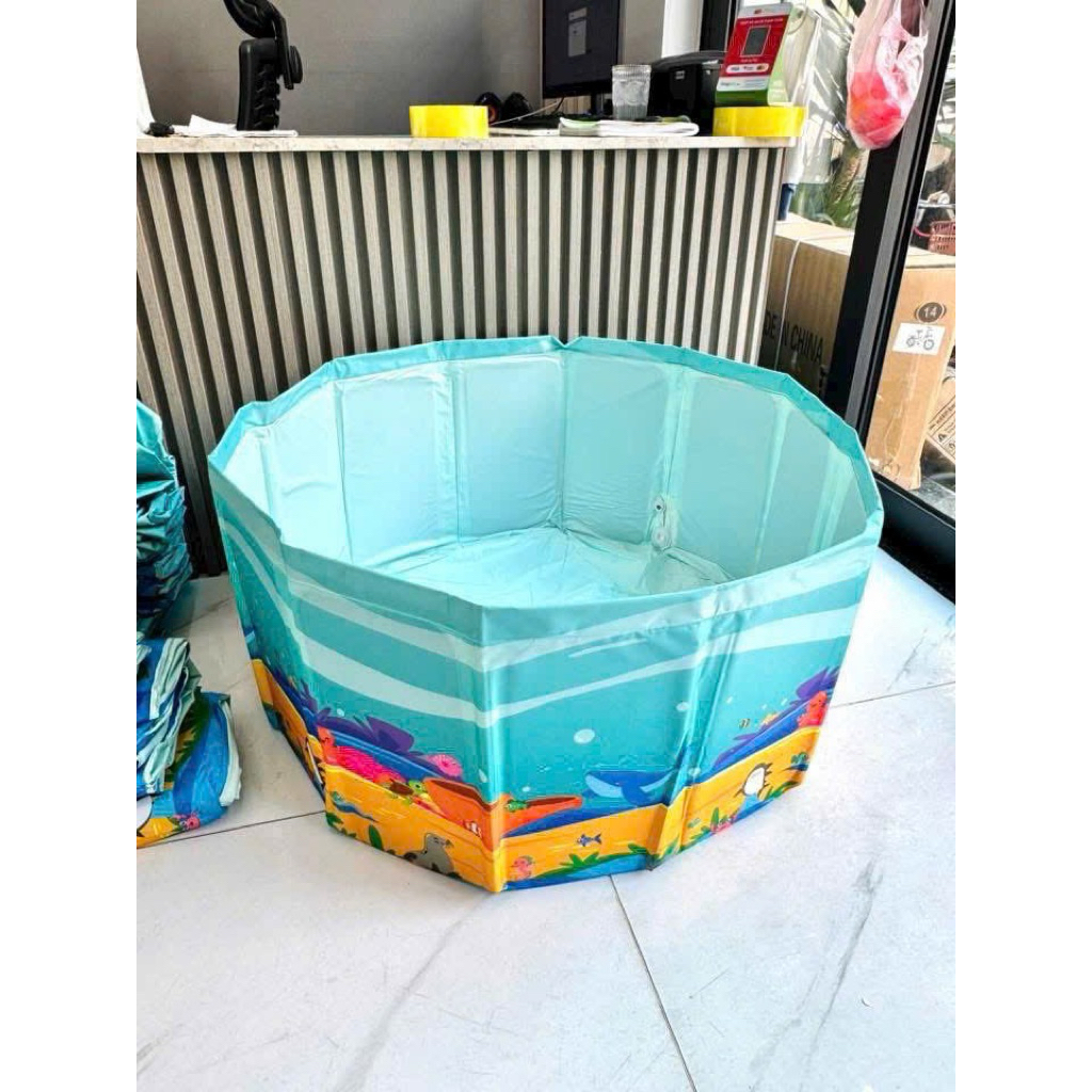 Bể bơi gấp gọn cho bé không cần bơm hơi cao cấp-thiết kế đại dương siêu xinh
