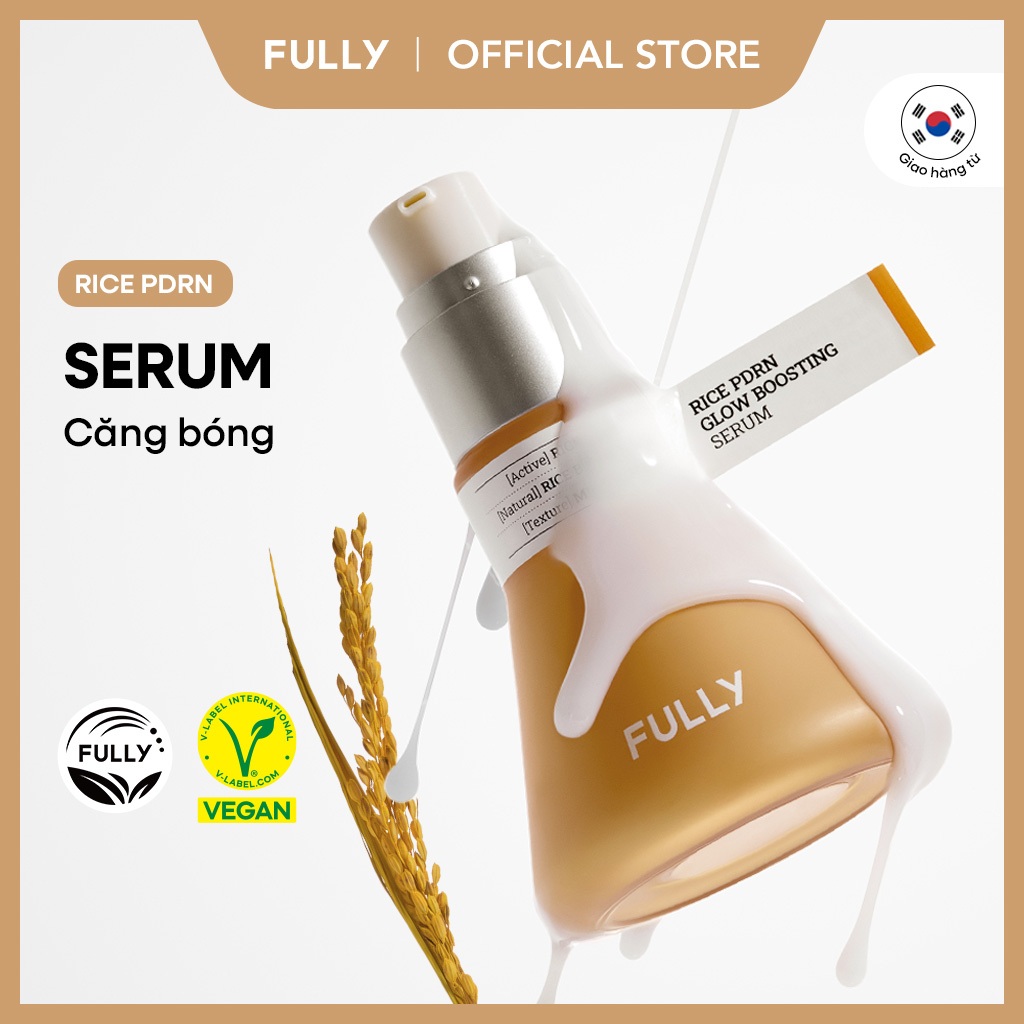 [FULLY Chính hãng] Serum Gạo PDRN 50ml Căng Bóng Glass Skin Dưỡng Ẩm Cho Da Sáng Mịn Chuẩn Hàn Rice PDRN Glow Boosting Serum 50ml