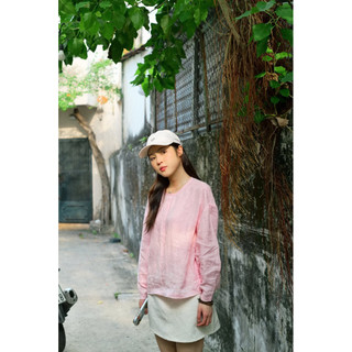 𝙉𝙄𝙀 𝙏𝙊𝙋- Áo Linen Cổ Tròn Tay Dài