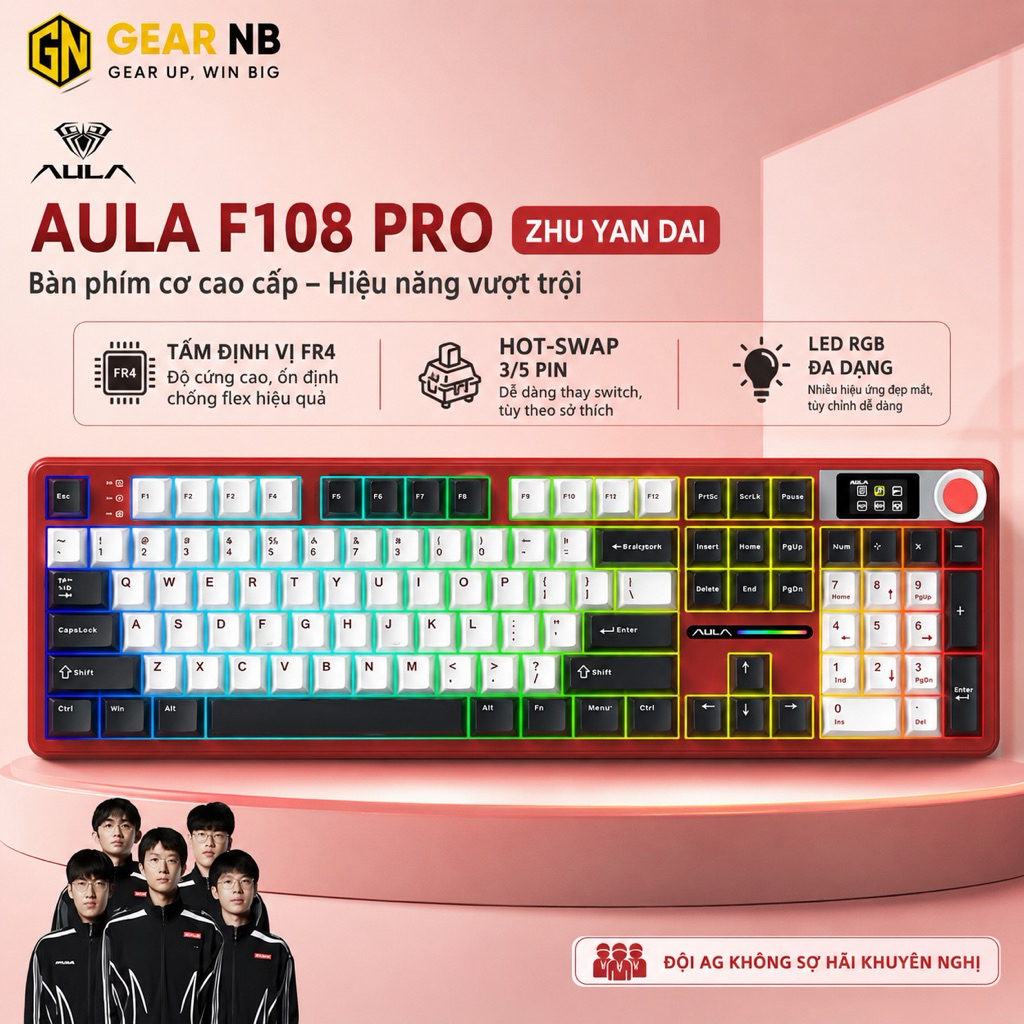 [Hoả tốc] Bàn Phím Cơ AULA F108 Pro Fullsize 108 Phím | Bluetooth 3 Mode | RGB | Hot Swap | Pin Trâu | Gaming Văn Phòng | BigBuy360 - bigbuy360.vn