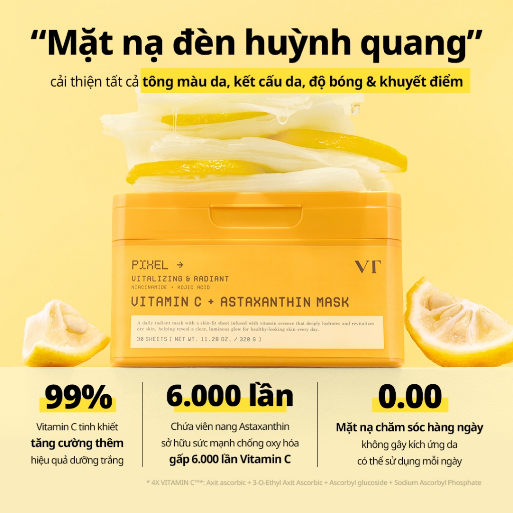 [VT] Vitamin C Astaxanthin Daily Mask 30 miếng 320g Mặt nạ Hàn Quốc dưỡng sáng da cấp ẩm cho da xỉn màu [Official Flagship]