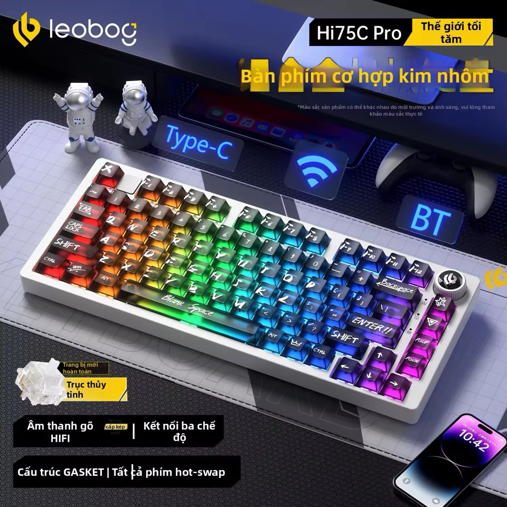 [Hoả tốc] Phím Cơ LEOBOG HI75C PRO Không Dây Bluetooth, Khung nhôm,Núm Xoay Chỉnh Âm Lượng, Dùng Cho PC Laptop Chơi Game | BigBuy360 - bigbuy360.vn