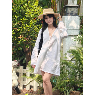 𝙇𝙔𝘼 𝘿𝙍𝙀𝙎𝙎 - Đầm Linen Dài Tay Cổ V
