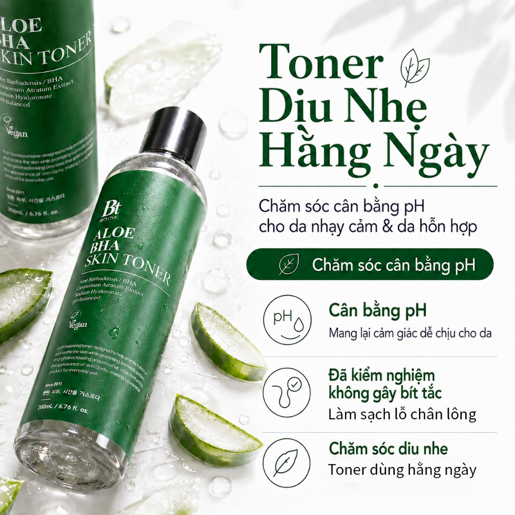 [Benton Official] Nước Hoa Hồng Aloe BHA – Tẩy Da Chết Dịu Nhẹ, Làm Dịu, Cấp Ẩm, Không Bết Dính, Phù Hợp Da Nhạy Cảm