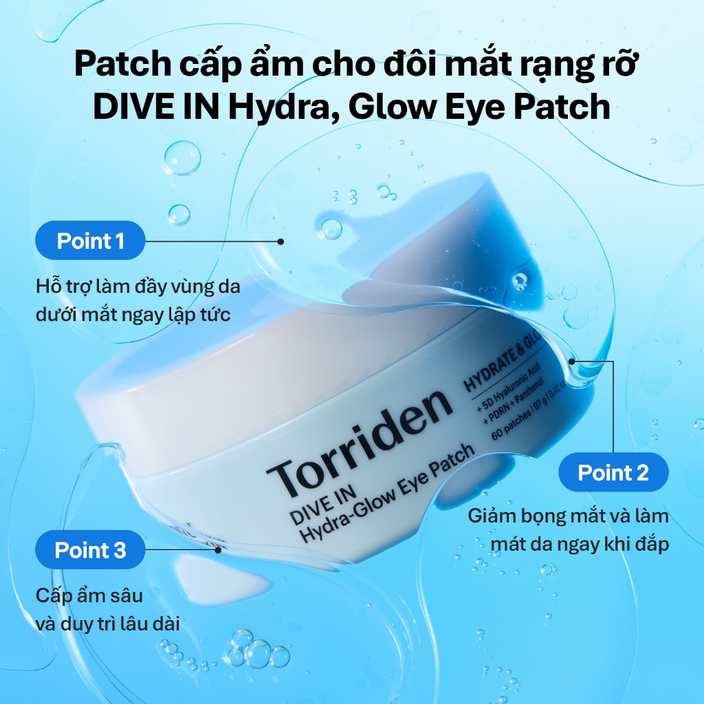 [Torriden Chính hãng] Patch cấp ẩm cho đôi mắt rạng rỡ DIVE IN Hydra, Glow Eye Patch