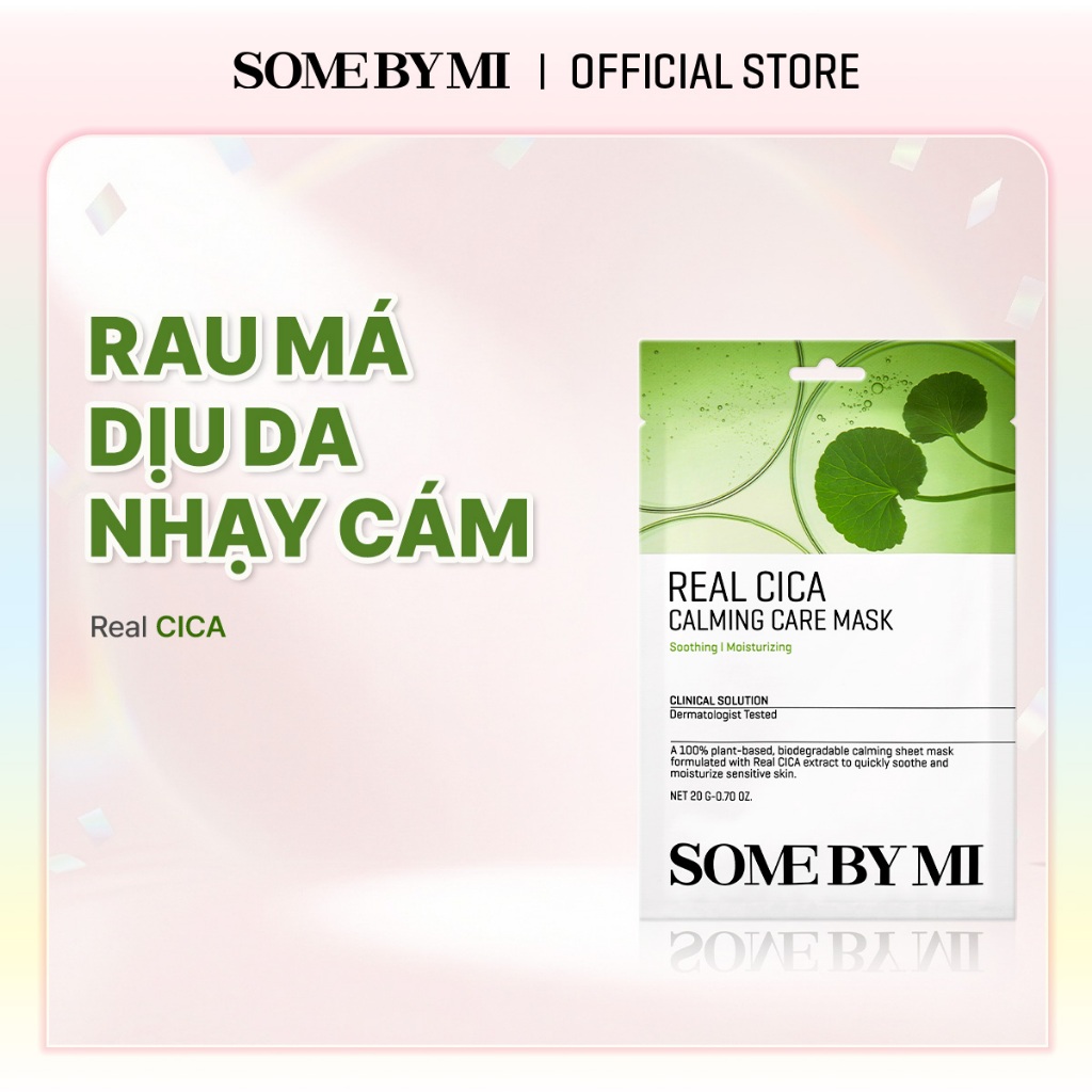 Mặt Nạ Rau Má Làm Dịu Da Nhạy Cảm Some By Mi Real Cica Calming Care Mask 10 Miếng