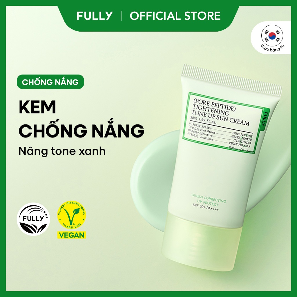 [FULLY Chính Hãng] Fully Kem chống nắng nâng tone Xanh 50ml, Pore Peptide Tightening Tone up Sun Cream 50ml | BigBuy360 - bigbuy360.vn
