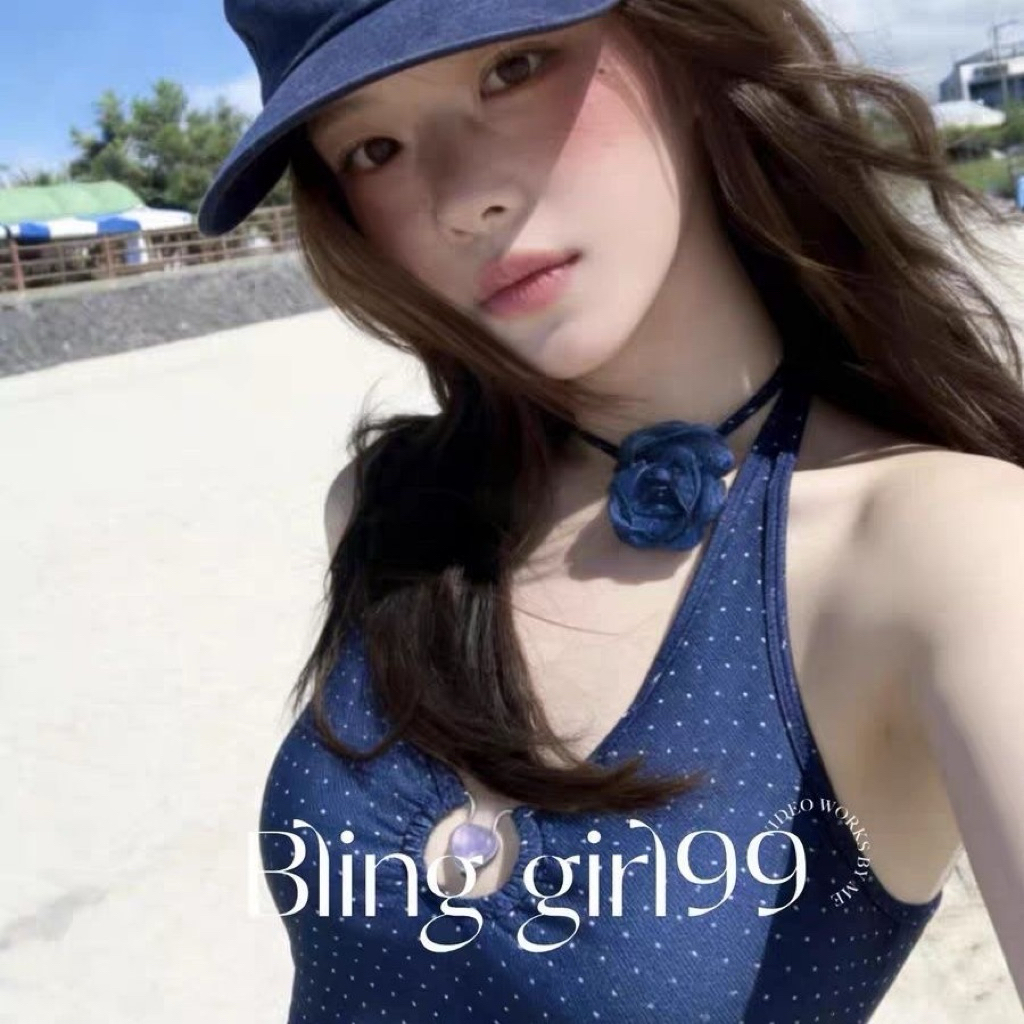 𝑀𝐸𝐼𝑄𝑈𝐼𝑌𝐼 🥝Bộ Bikini qc đi biển cổ V chấm bi kín đáo cho mùa hè