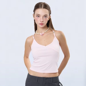 Áo hai dây cổ dây cổ điển - Modal màu hồng thông minh tự cắt Slim Fit