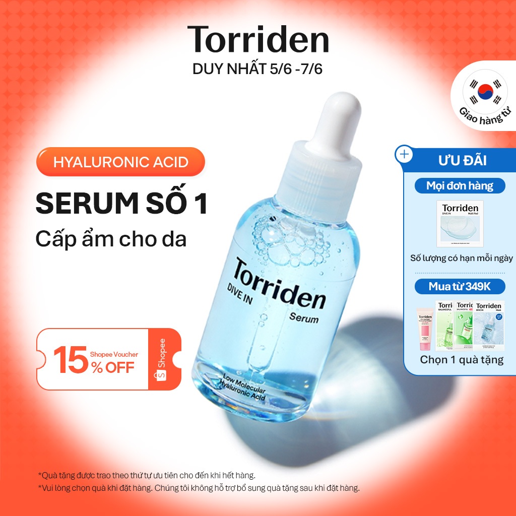 [Torriden Chính hãng] Serum DIVE IN chứa Hyaluronic Acid, 50ml, 50ml+50ml, Serum