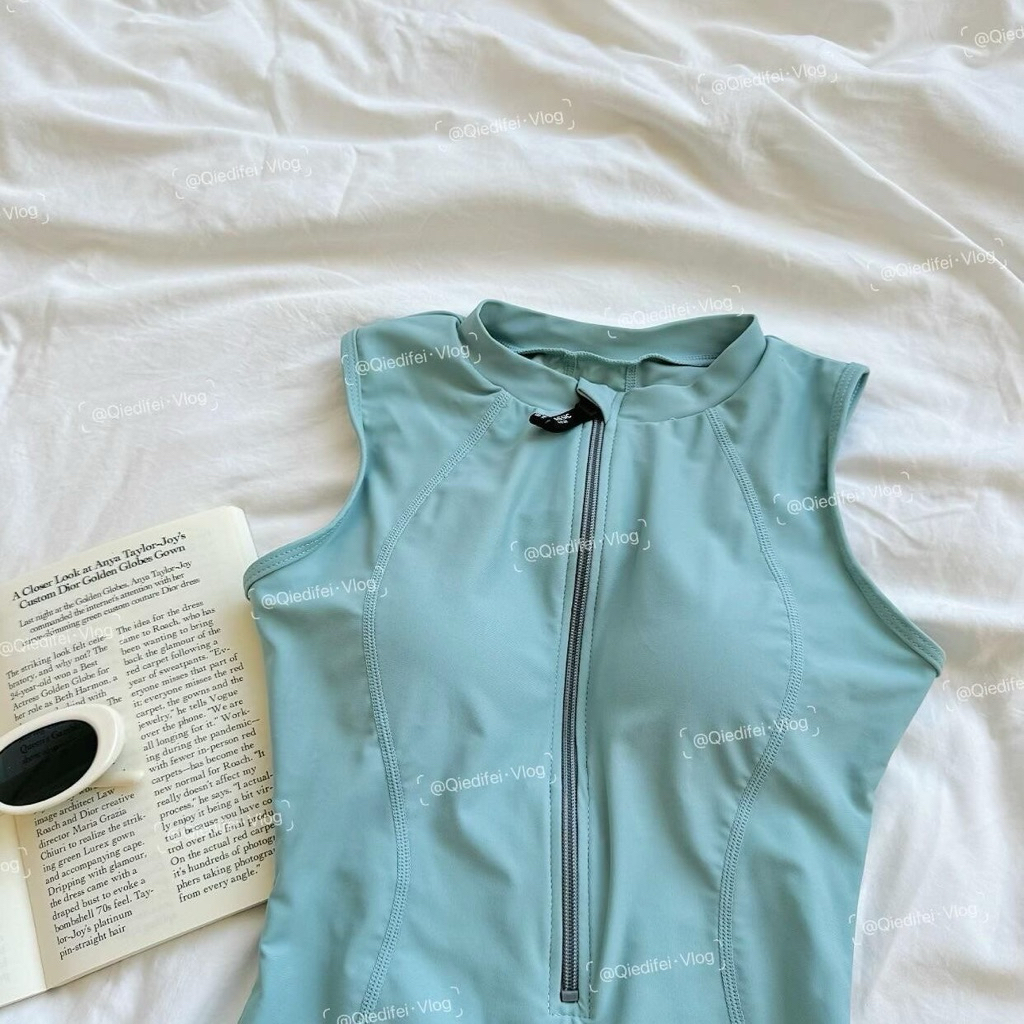 [loại 1] 𝓜𝓮𝓲𝓺𝓾𝓲𝔂𝓲 🥝Bodysuit đi bơi, tắm biển trơn xanh mint/đen có khoá kéo phong cách năng động cho nữ